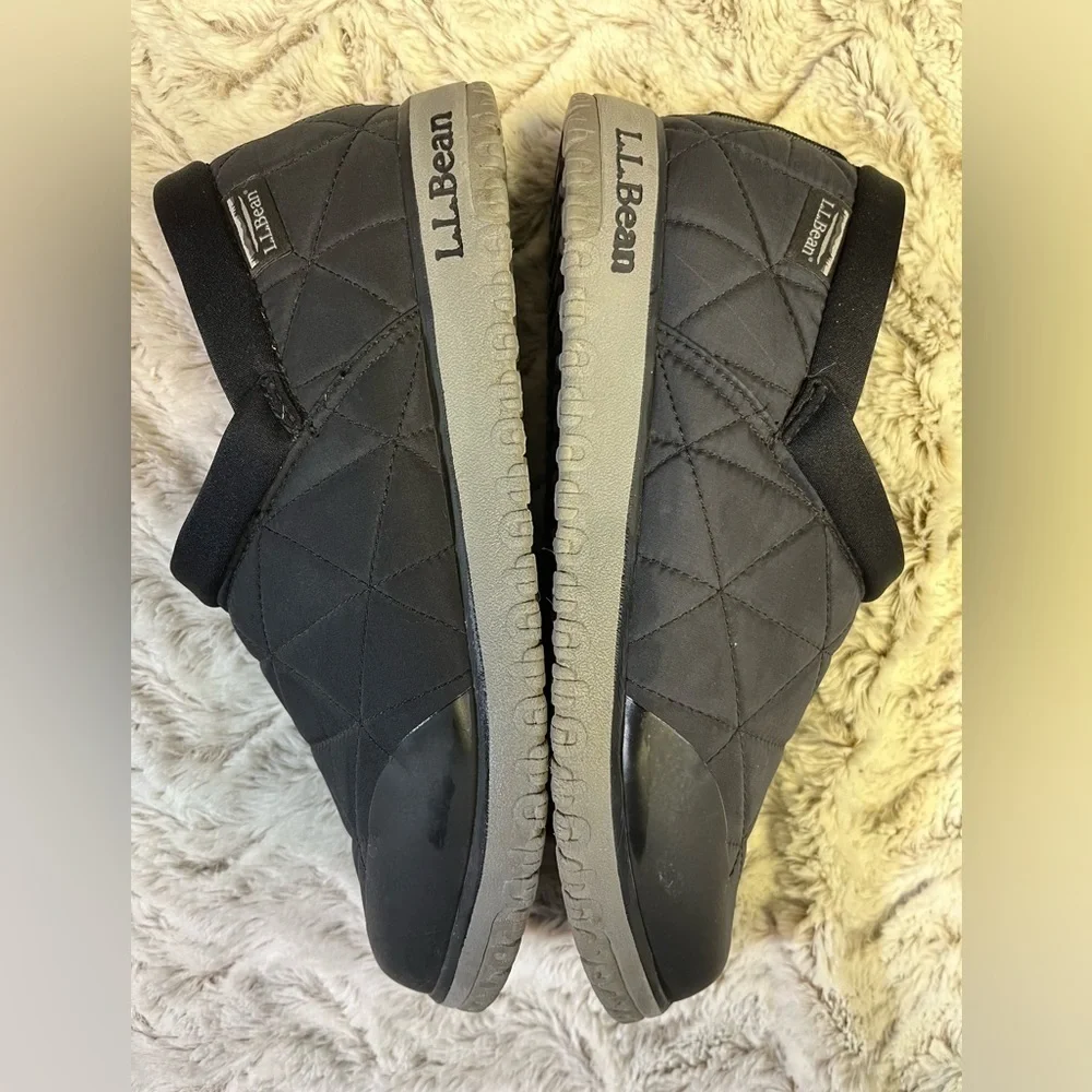 L.L. Bean Ultralight Primaloft Black Nylon Mesh Cozy Fleece Slip-Ons